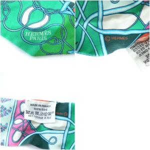 HERMES ツイリー スカーフ 花柄 馬柄 シルク ブルー