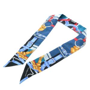ツイリー スカーフ ベルト柄 シルク ネイビー