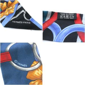 HERMES ツイリー スカーフ ベルト柄 シルク ネイビー