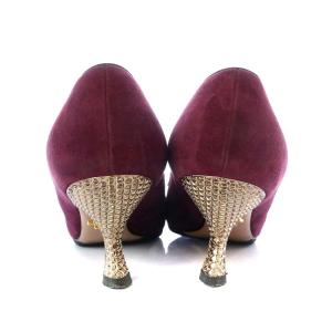 PRADA パンプス ハイヒール ポインテッドトゥ スタッズ スエード 35.5 22.5cm ボルドー