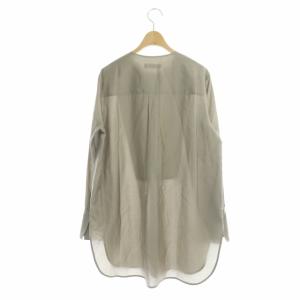 ebure チュニックシャツ ノーカラー 長袖 38 グレージュ