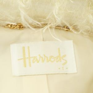 Harrods シャギー ジップアップ コート ビックカラー ミドル丈 総裏地 リボンベルト付き 1 オフホワイト