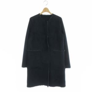 ANAYI フェイクムートンコート リバーシブル スナップボタン 38 ネイビー