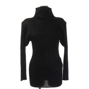 ISSEY MIYAKE カットソー 長袖 プルオーバー プリーツ ハイネック 3 ブラック
