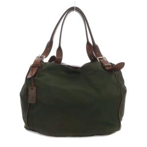 Orobianco BEAMS別注 トートバッグ ナイロン レザー 深緑 茶 ダークグリーン ブラウン