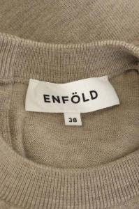 ENFOLD 20AW ニットレイヤード フレアコンビDRS ワンピース ロング 長袖 切替 38 ベージュ 白 ホワイト