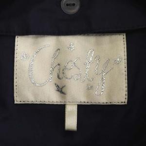 Chesty すずらんチュールワンピース シャツワンピース フレア ロング フレンチスリーブ 刺繍 1 紺 ネイビー