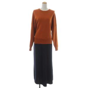 22SS VENTO ニットダブルサテンコンビDRESS ワンピース 38 オレンジ ネイビー