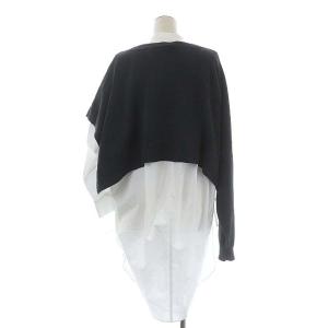 ENFOLD 22SS クロップドニット×SHIRT PULLOVER シャツ 長袖 チュニック丈 アシンメトリー デザイン 38 グレー