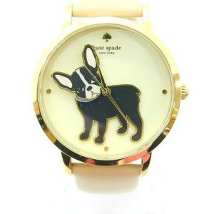腕時計 クォーツ 3針 犬 ゴールド色 ピンクベージュ