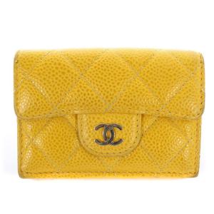マトラッセ キャビアスキン スモールウォレット ココマーク 黄