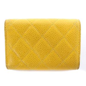 CHANEL マトラッセ キャビアスキン スモールウォレット ココマーク 黄