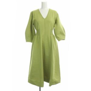 20SS ホールガーメントワンピース ニット フレア 38 ライム