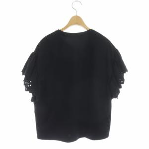 ANAYI 21SS モクロディシシュウソデフリル プルオーバー カットソー 半袖 36 ブラック