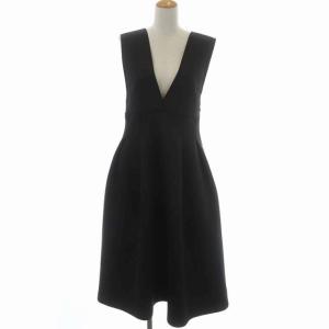 ポンチジャンパードレス ジャンパースカート ワンピース ノースリーブ 38 ブラック