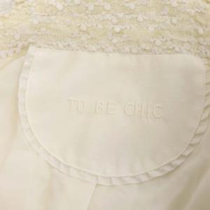 TO BE CHIC ツイードジャケット テーラード 花刺繍 レース 42 白 ホワイト