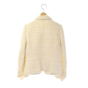TO BE CHIC ツイードジャケット ステンカラー フェイクパール フラワーボタン 42 アイボリー