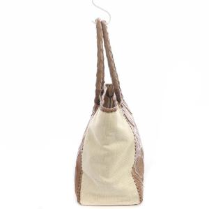 GRACE CONTINENTAL カービングステッチバッグ ハンド トート 切替 茶 アイボリー ブラウン