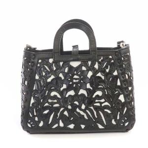 CARVING TRIBES フラワーカービング ショルダーバッグ 2WAY レザー ブラック