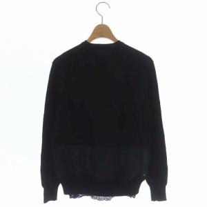 sacai luck レースニットカーディガン 異素材切替 長袖 コットン 2 ブラック