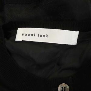 sacai luck レースニットカーディガン 異素材切替 長袖 コットン 2 ブラック