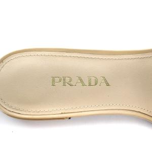 PRADA ミュール サンダル フラット パテントレザー 37 ベージュ