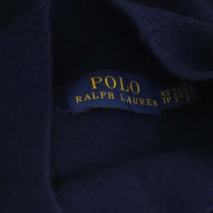 POLO RALPH LAUREN ニット レザーショルダー ハイネック XS ネイビー