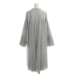 ADORE 20SS コットンナイロンストレッチブラウス シャツ 長袖 デザイン 前開き ストライプ 38 白 グレー ホワイト