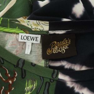LOEWE Paula's Ibiza 2020年 Tシャツ 総柄 カットソー プルオーバー 半袖 XS 黒 緑 ブラック グリーン