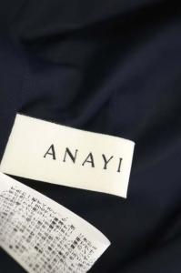 ANAYI 21AW シアーパフスリーブドッキングワンピース 切替 36 ネイビー