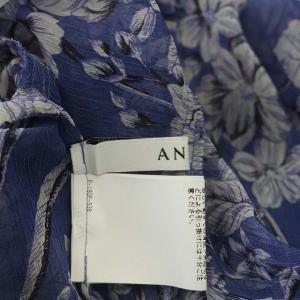 ANAYI 21SS ヨーリューフラワープリントスキッパーワンピース ロング 半袖 シフォン 36 ブルー