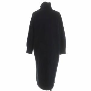 TOMORROWLAND ウールミルドジャージーニットコンビ アシンメトリースタンドネックワンピース 36 ブラック