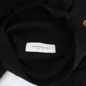 TOMORROWLAND ウールミルドジャージーニットコンビ アシンメトリースタンドネックワンピース 36 ブラック