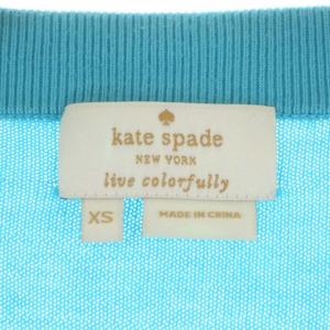 kate spade new york ビジューニットカーディガン長袖 丸首 クルーネック XS ターコイズ NJMU1778