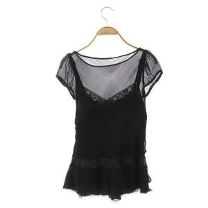 sacai シフォンレースブラウス シースルー フリル シルク 1 ブラック