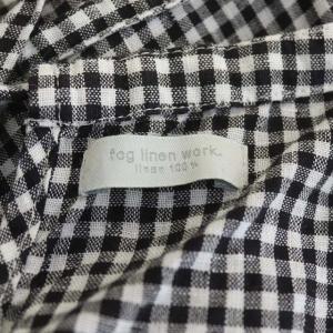 fog linen work ワンピース ロング 五分袖 リネン ギンガムチェック ブラック ホワイト
