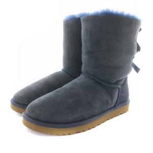 UGG australia BAILEY BOW2 ムートンブーツ ショート 24cm ネイビー