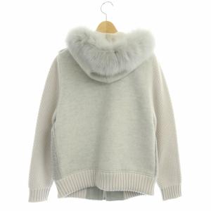 ANAYI フォックスファー付ニットブルゾン ジャケット ムートン 38 グレー ライトピンク