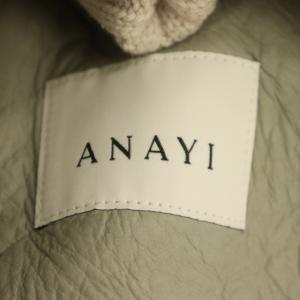 ANAYI フォックスファー付ニットブルゾン ジャケット ムートン 38 グレー ライトピンク