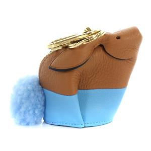 LOEWE Bunny charm コインケース レザー  ブラウン 水色 