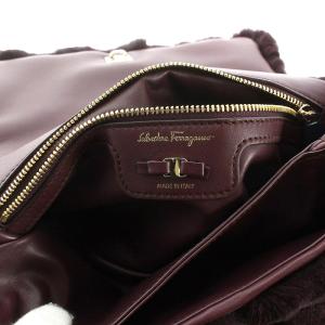 Salvatore Ferragamo GG-21H841 ショルダーバッグ ラビットファー ボルドー