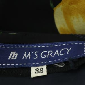 M'S GRACY レモン ワンピース ひざ丈フレンチスリーブ バルーン スクエアネック 38 黒 緑 オレンジ ブラック グリーン