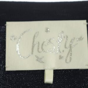 Chesty 21AW フラワービジューカーディガン ニット 長袖 クルーネック F ネイビー