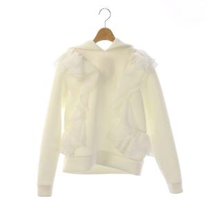 21AW ラウンドフリルパーカー スウェット ダンボールニット 長袖 ホワイト