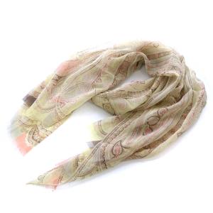 ストール ペイズリー柄 シルク フリンジ ベージュ