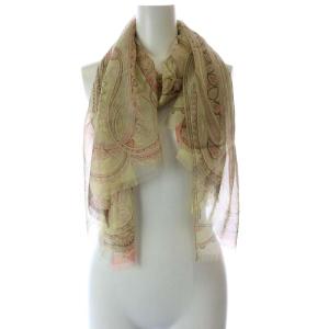 ETRO ストール ペイズリー柄 シルク フリンジ ベージュ