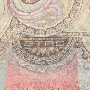 ETRO ストール ペイズリー柄 シルク フリンジ ベージュ