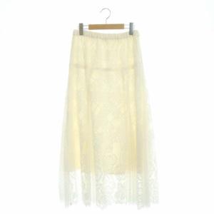 21SS レースコンビマーメイドスカート ロング フレア 38 白 ホワイト アイボリー