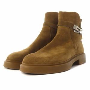 HERMES ヴィオ アンクルブーツ スエード ムートンインナー ケリー鍵付き 24.5cm ブラウン