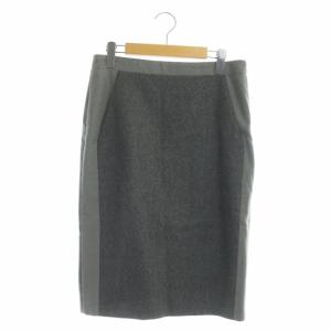 ウールスカート タイト ひざ丈 切替 40 ダークグレー グレー